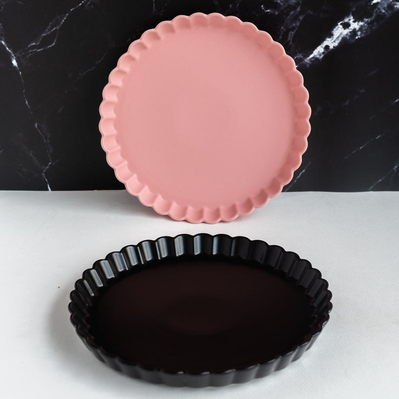 Crinkle Serving Plate Dinner Plates June Trading Big Black 