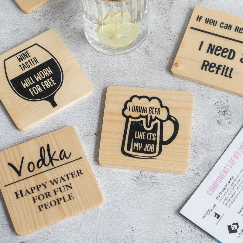 Wooden Coasters (Set Of 4) Coasters June Trading   