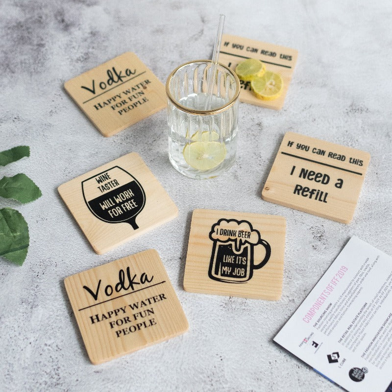 Wooden Coasters (Set Of 4) Coasters June Trading   