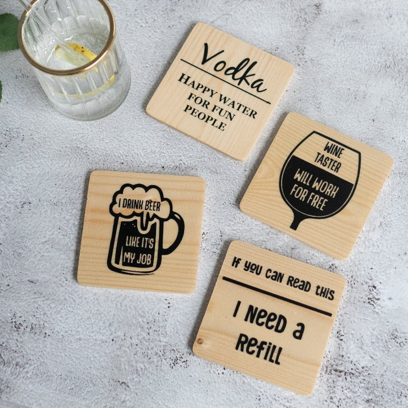 Wooden Coasters (Set Of 4) Coasters June Trading   