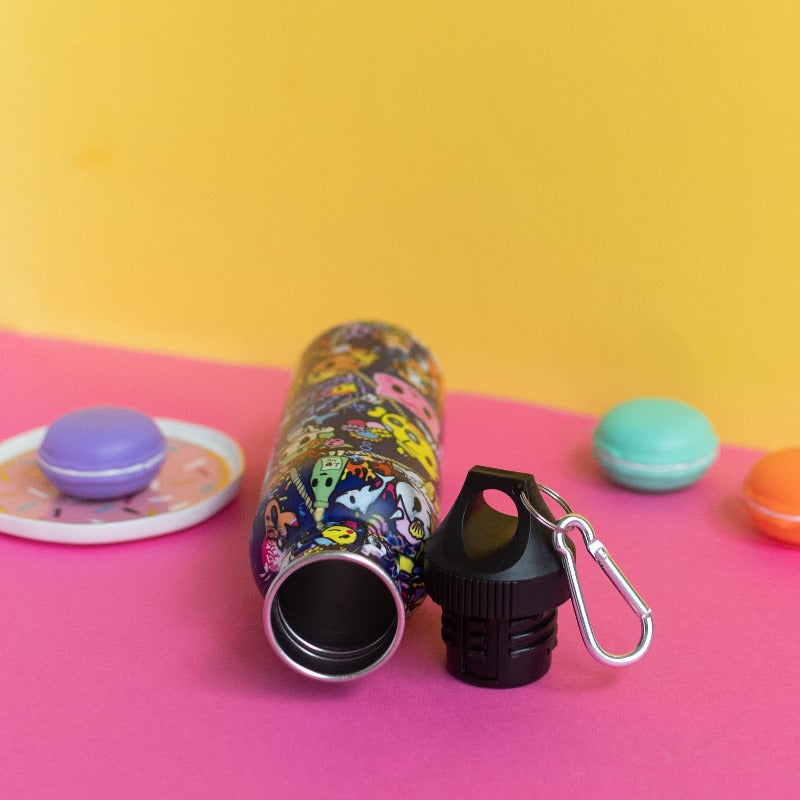 Funky Pattern Printed Metal Bottle Bottles June Trading   