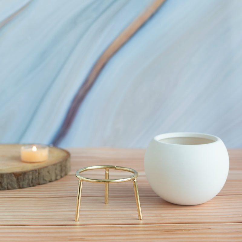 Circular Vase With Gold Metal Stand Vases June Trading   