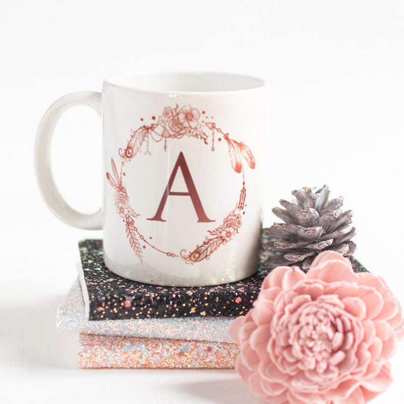 Dream catcher Print Ceramic Cup Initials Coffee Mugs June Trading A  