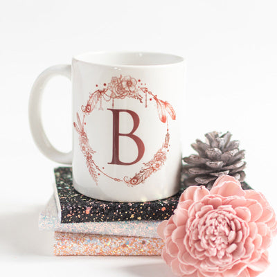 Dream catcher Print Ceramic Cup Initials Coffee Mugs June Trading B  