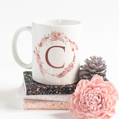 Dream catcher Print Ceramic Cup Initials Coffee Mugs June Trading C  