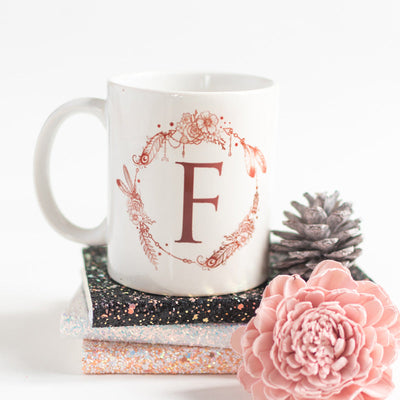 Dream catcher Print Ceramic Cup Initials Coffee Mugs June Trading F  