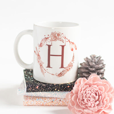 Dream catcher Print Ceramic Cup Initials Coffee Mugs June Trading H  