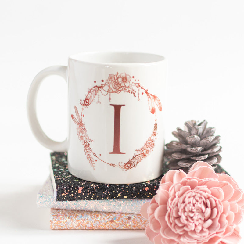 Dream catcher Print Ceramic Cup Initials Coffee Mugs June Trading I  