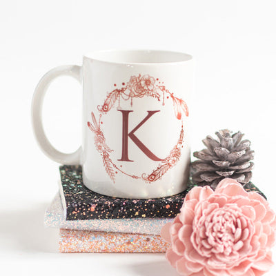 Dream catcher Print Ceramic Cup Initials Coffee Mugs June Trading K  