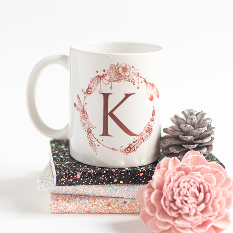 Dream catcher Print Ceramic Cup Initials Coffee Mugs June Trading K  