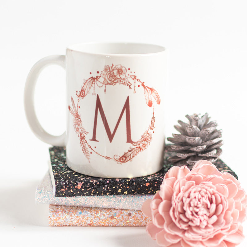 Dream catcher Print Ceramic Cup Initials Coffee Mugs June Trading M  