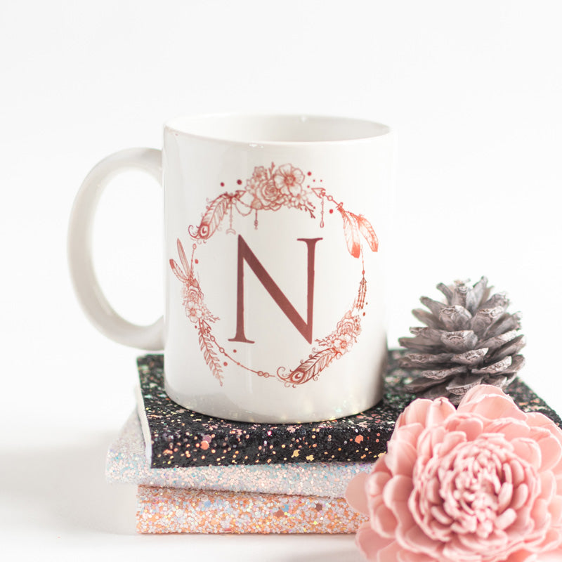 Dream catcher Print Ceramic Cup Initials Coffee Mugs June Trading N  