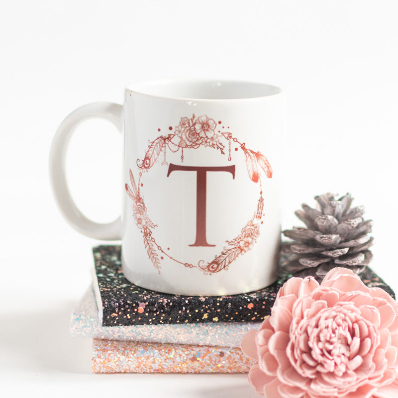 Dream catcher Print Ceramic Cup Initials Coffee Mugs June Trading T  