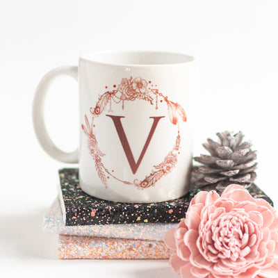 Dream catcher Print Ceramic Cup Initials Coffee Mugs June Trading V  