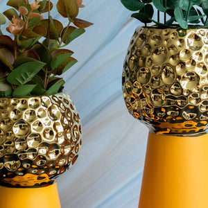 Tangerine Yellow & Gold Nordic Ceramic Flower Vase Vases June Trading   