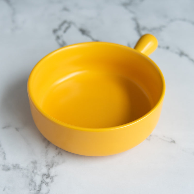 Coloured Ceramic Bowl with Handle Serving Bowls June Trading Yellow  