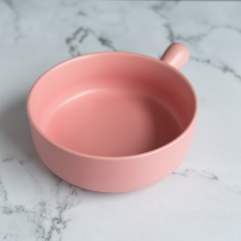 Coloured Ceramic Bowl with Handle Serving Bowls June Trading Soft Pink  
