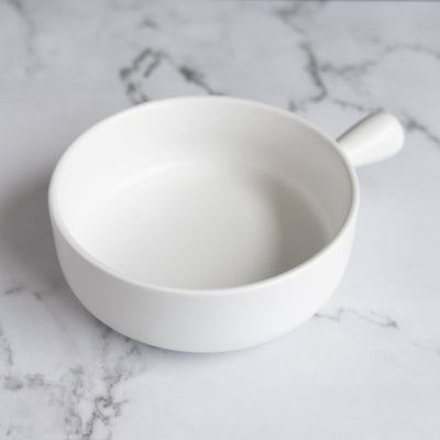 Coloured Ceramic Bowl with Handle Serving Bowls June Trading White  