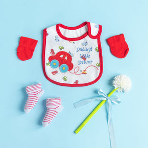 Daddy's Little Driver - Bib Gift Set Baby Gift Set June Trading Cherry Red  