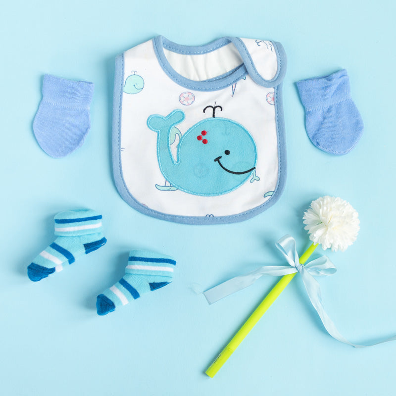 Baby Whale - Bib Gift Set Baby Gift Set June Trading Sky Blue  