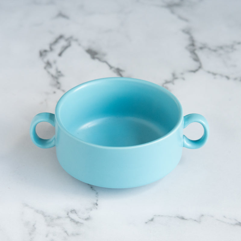Solid Coloured Bowl with Handle Soup Bowls June Trading Sky Blue  