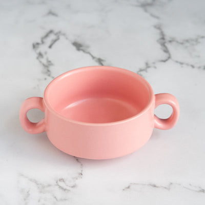 Solid Coloured Bowl with Handle Soup Bowls June Trading Crepe Pink  