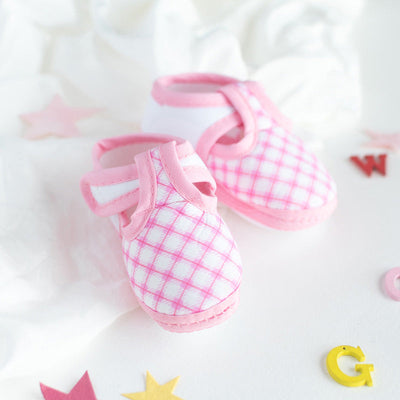 Pink Checks Print Baby Soft Feel Shoes Baby Shoes June Trading   
