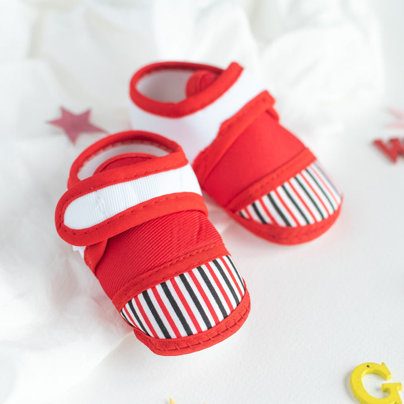 Red Stripes Print Baby Soft Feel Shoes Baby Shoes June Trading   