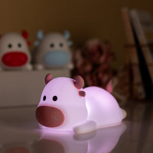 Cute Baby Cow Lamp Lamps June Trading Dusty Pink  