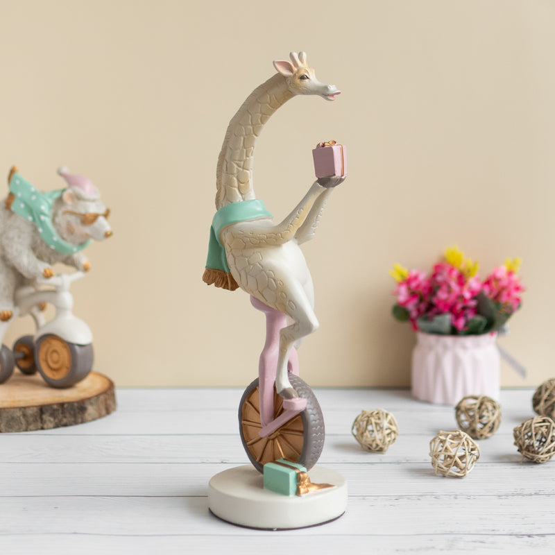 Giraffe On Unicycle Figurine Artifacts June Trading   