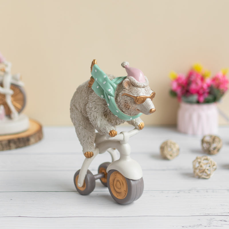 Polar Bear Ridding Bike Figurine Artifacts June Trading   