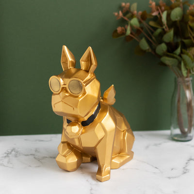 Cool Canine Geometric Tissue Holder Sculpture Artifacts June Trading Gold  