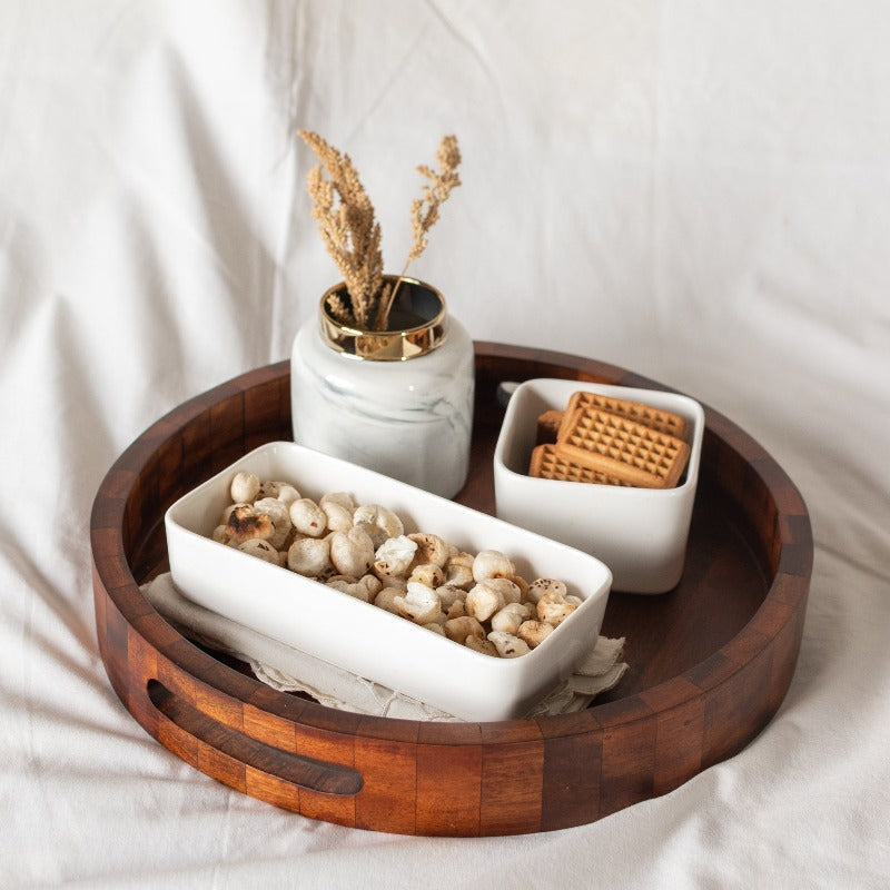 Round Serving Wooden Tray