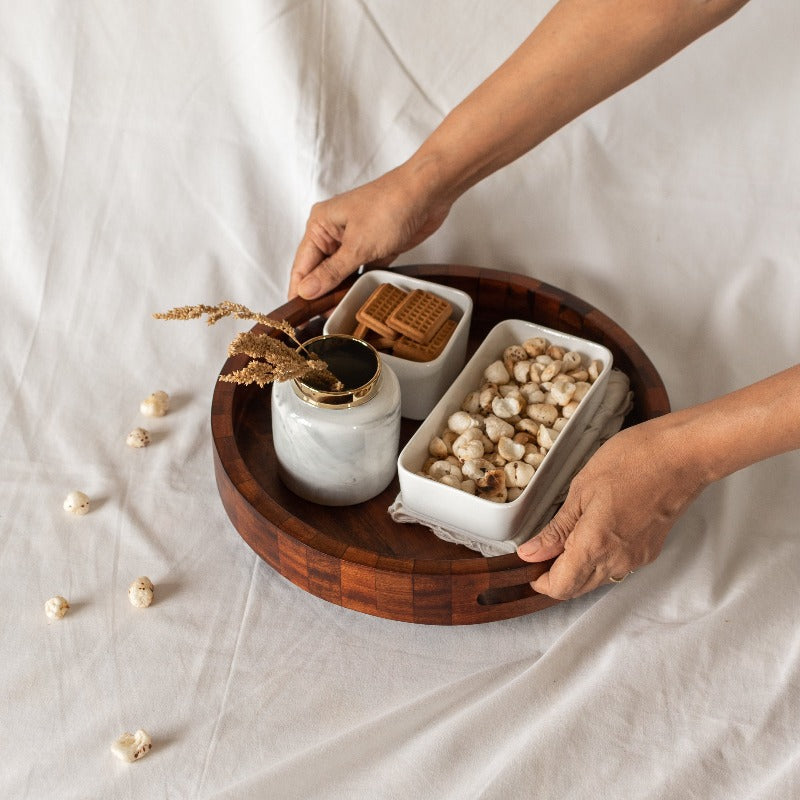 Round Serving Wooden Tray