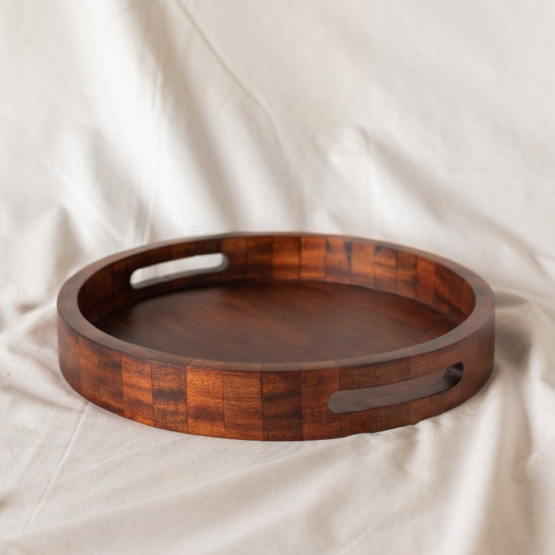 Round Serving Wooden Tray Serving Tray June Trading   
