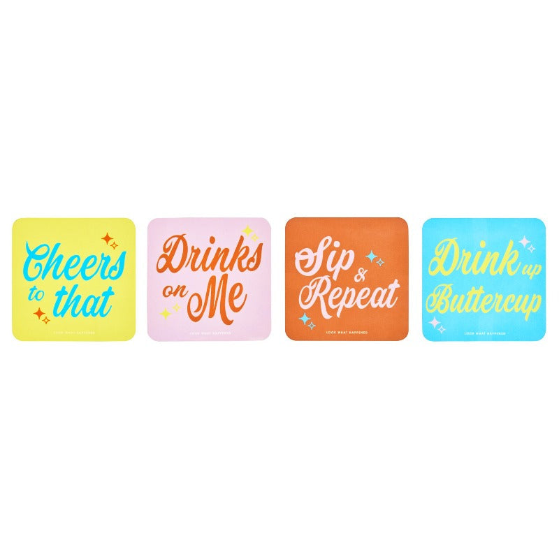 Drinks Coaster – Set of 4 pcs Coasters Look What Happened   