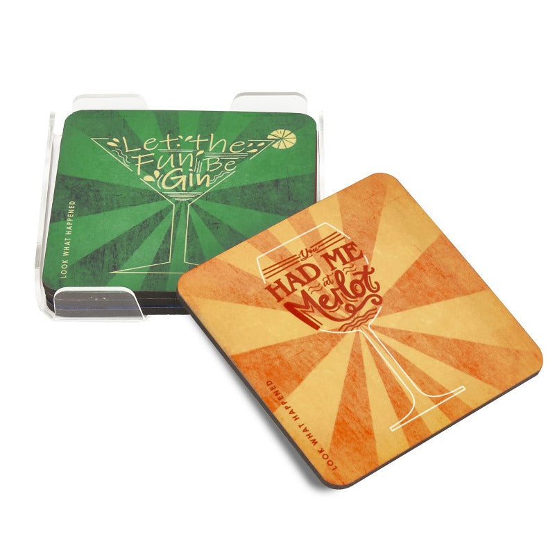 Fun Party Coaster  – Set of 4 pcs Coasters Look What Happened   