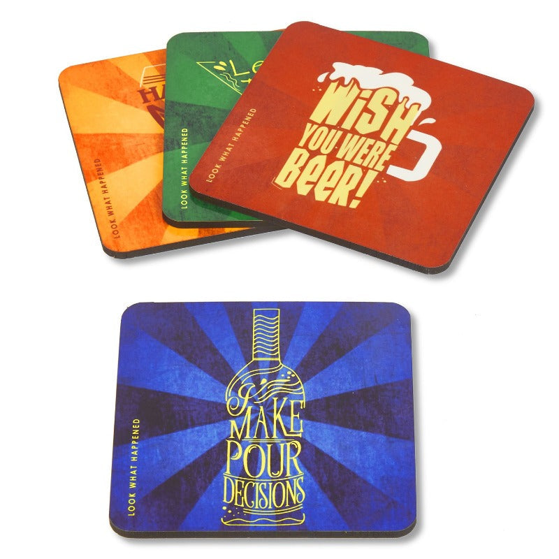 Fun Party Coaster  – Set of 4 pcs Coasters Look What Happened   
