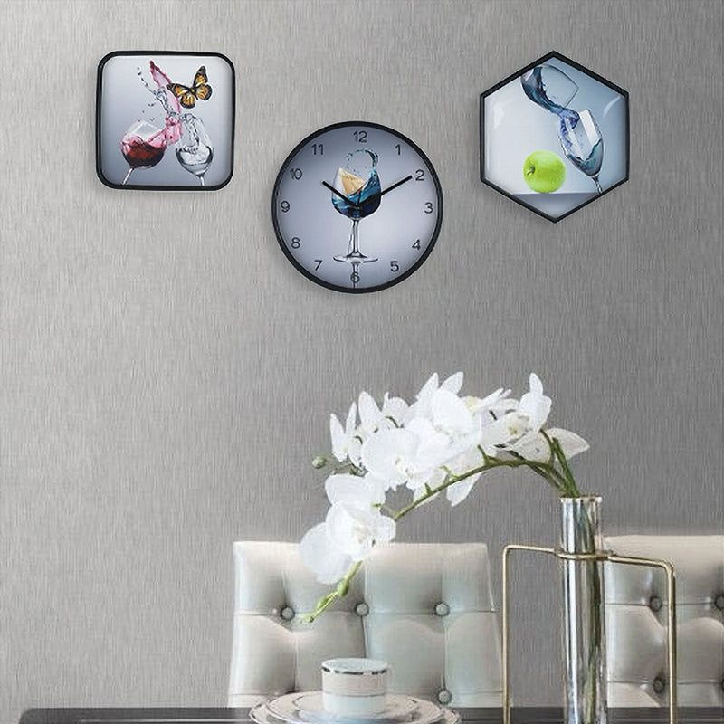 Swirling Wine Design Wall Clock & Frame Set