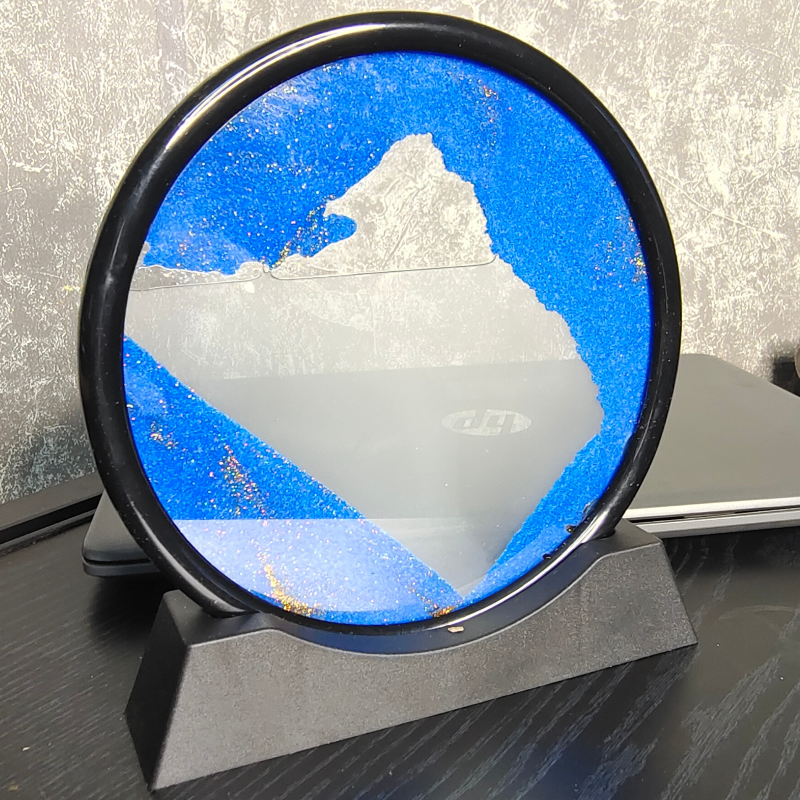 Sowpeace Circular Glass Sand Art Small– Elegant Moving Sand Sculpture for Trendy Home Decor & Gifts