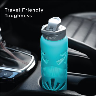 Clear Grip Borosilicate Glass Bottle with Protective Silicone Sleeve