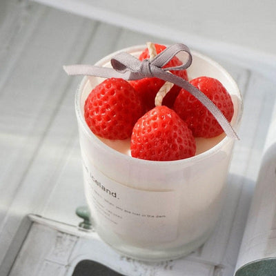 Strawberry Candle Jar Candles Coral Tree Red & White  