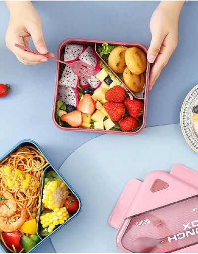 Dual Tone Lunch Box With Cutlery Set Lunch Boxes The June Shop   