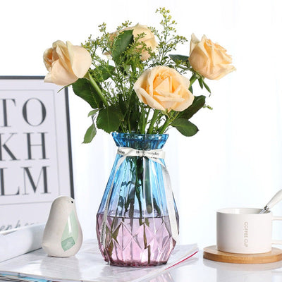 Vibrant Glass Flower Vase Vases June Trading Ombre (Without Ribbon)  