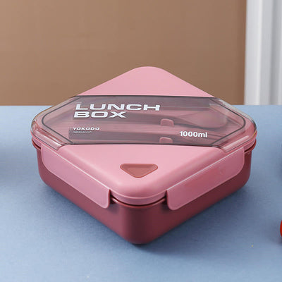 Dual Hue Lunch Box With Cutlery Set Lunch Boxes June Trading Rouge Pink  