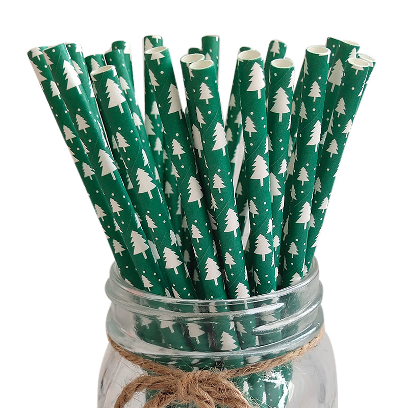 Christmas Theme Paper Straw - Set of 2 Christmas Decor Coral Tree   