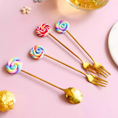Lollipop Dessert Spoon Set of 4 Cutlery June Trading   