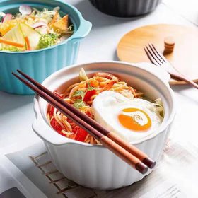 Crinkle Serving Bowl (Without Lid) Serving Bowls June Trading Ivory White  