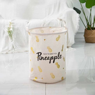 Pineapple Print Laundry Basket Laundry Bag June Trading Pineapple - White  