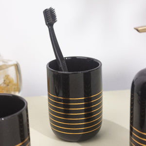Lines of Gold Black Bathroom Set Of 4 Bathroom Sets The June Shop   